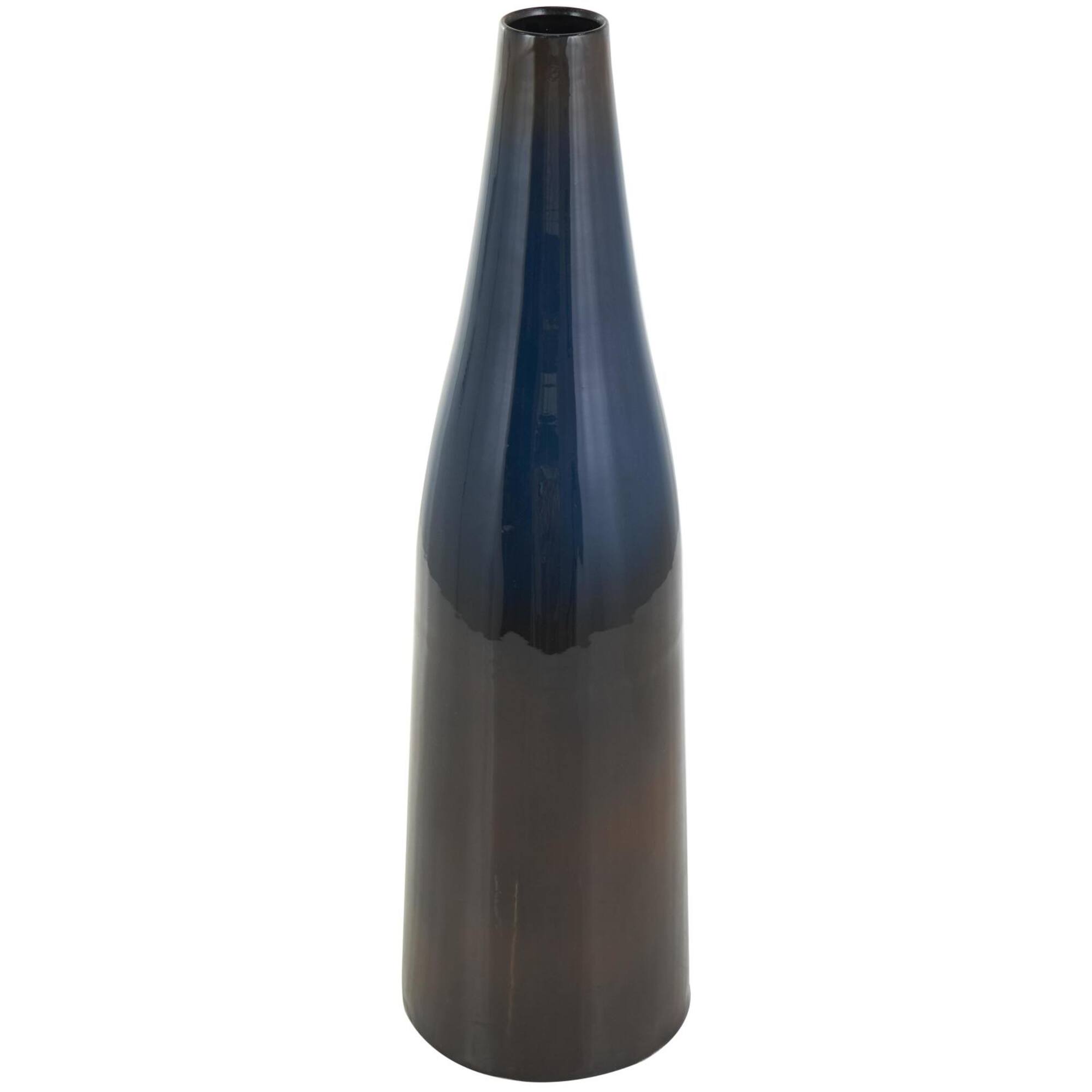 20.25" Blue & Brown Ombre Metal Vase